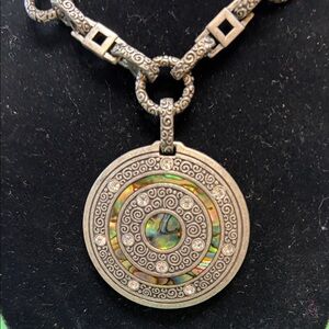 Lia Sophia Silver and Abalone Swirl Necklace